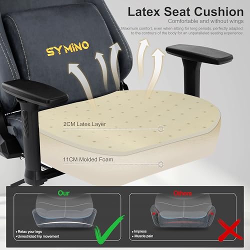Symino Large Gaming Chair, Computer Chair with Footrest, Headrest and Extra Large Lumbar Support, Ergonomic PC Chair, Height Adjustable Rotating Task Chairs, Grey - Image 5