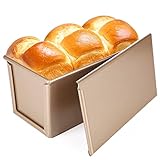 Pullman Loaf Pan, Beasea 1 lb Dough Capacity Non-Stick Bakeware with Lid for Baking Bread, Aluminium...