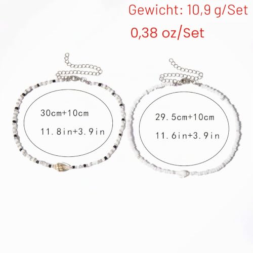 Foto von CYWQZZ Boho Choker Halskette Kurze Muschel Perle Halsketten Perlen Strand Schmuck für Frauen und Mädchen, Muschel