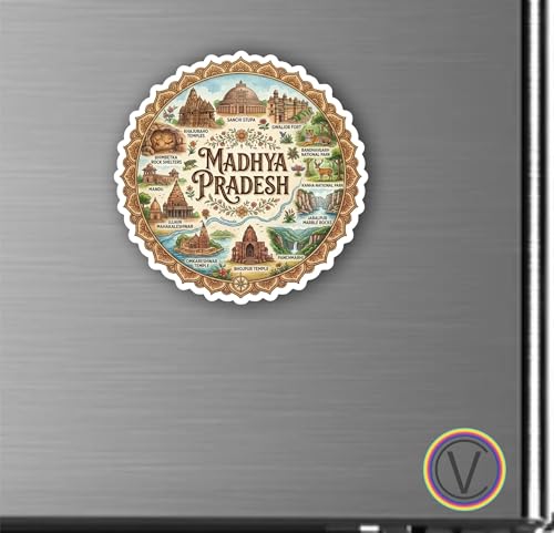Image of Madhya Pradesh Textured Finish Acrylic Fridge Magnet - UV Texture Printed, Stylish Multicolor Magnet for Fridge, Wardrobe & Metal Surfaces, Pack of 1 (Madhya Pradesh)