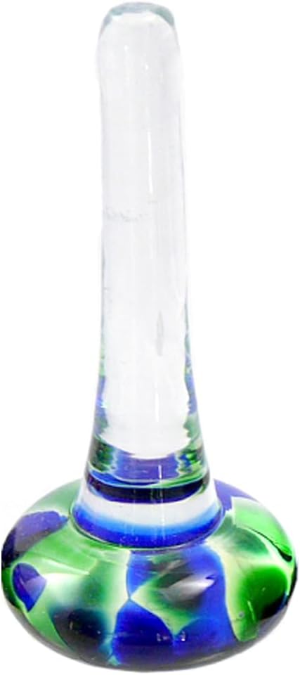 Modern Artisans American Made Blown Glass Ring Holder, Blue/Green Color