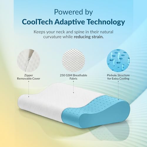 Image of SleepyHug OrthoCurve PRO Cervical Pillow | Orthopedic Contour Design for Neck, Shoulder & Spine Support | Pressure-Relieving Memory Foam | 50x30x10 cm | White (Pack of 2)