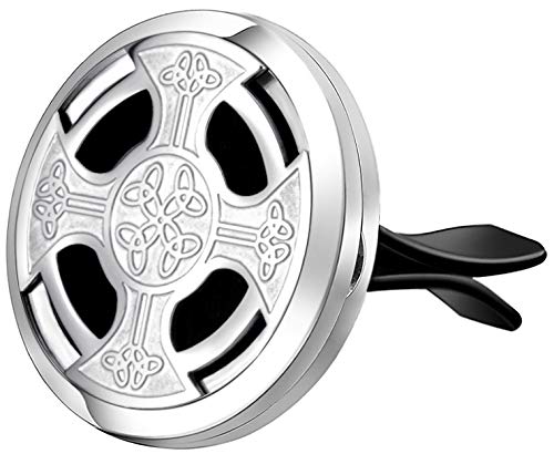 mEssentials Celtic Cross Aromatherapy Car Air Freshener Essential Oil Car Vent Diffuser With Vent Clip and 8 Color Refill Pads