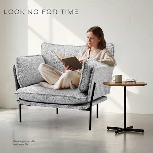 Image of Modern Boucle Accent Chairs Set of 2 for Living Room Chairs,Oversized Upholstered Reading Chair Lounge Armchair with Sturdy Metal Legs,Comfy Single Sofa Chair for Living Room,Waiting Room(Panda)
