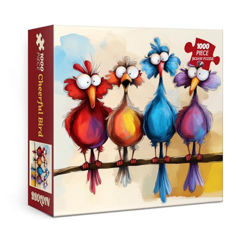 Rompecabezas de Aves Fantásticas para Adultos, 1000 Piezas, Puzzles de Animales Divertidos, Rompecabezas Imposibles de Pollos Coloridos miniatura 1