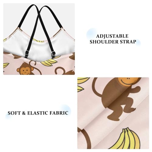 Monkey Girls One Piece Swimsuits Banana Pink Sport Halter Swimwear Beach Bathing Suit 7-8T3