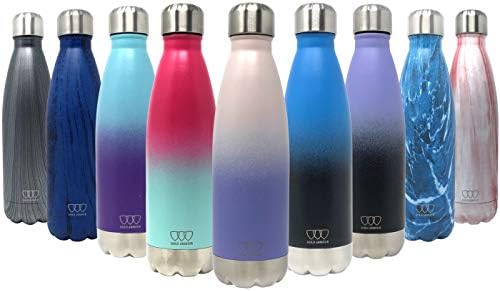 Gold Armour 17oz Stainless Steel Vacuum Insulated Water Bottle, Leak Proof Double Walled Cola Shape Bottle, Keeps Drinks Cold for 24 Hours and Hot for 10 Hours (Ombre: Sweet Taffy, 17oz)