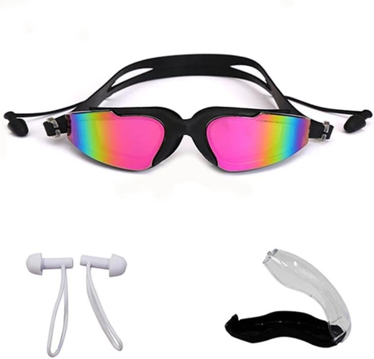Professional Swimming Goggles with Earplugs Nose Clip Glasses Anti-UV Anti-fog Electroplating for Unisex