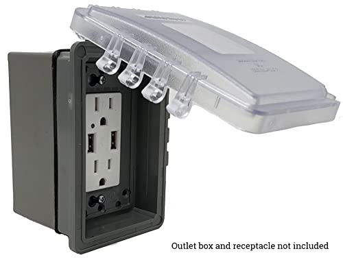 Sealproof Slim 1-Gang Weatherproof Shallow Outdoor Outlet Cover | Lockable, 18 Configurations, Low Profile #TOP1