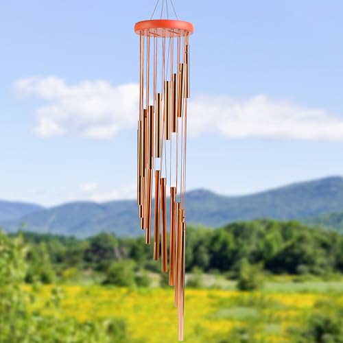 Image of ZAICUS Large Metal Wind Chime for Home & Garden, Rose Gold Wind Bell with Deep Soothing Tones, Outdoor Hanging Decor for Balcony, Patio & Entrance