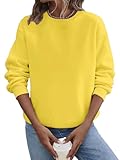 Kenhansion Crewneck Pullover Sweatshirts Women Trendy Tunic Fall Long Sleeve Sweatshirt Vacation Soft Comfy Outfit Sweaters (Yellow,XX-Large)