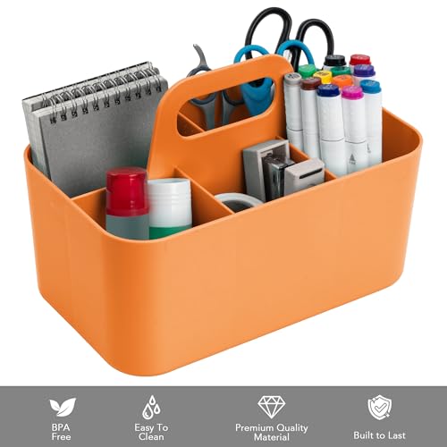 Image of Tiawudi Multipurpose Caddy Organizer, Plastic Caddy with Handle, Stackable Desk Organizer for Stationery, Marker and Pencil, Office Supplies Organizer, Dorm Caddy