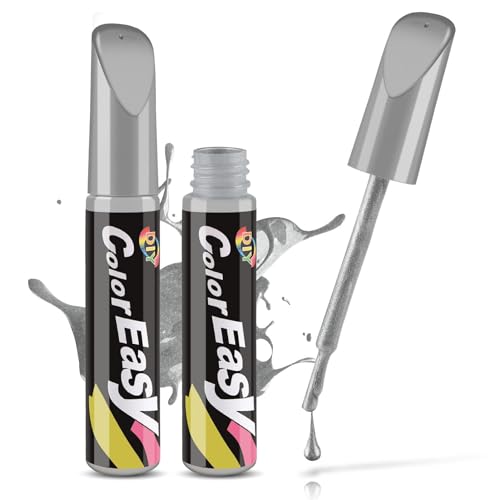 2pcs Lápiz de Retoque Brillante, Pluma De Retoque del Coche, 12 ml Rotulador Arañazos Coche, Bolígrafo Reparador Arañazos Coches, Plata Metalizada Satinada para Retoque y Reparación de Pintura(Gris)