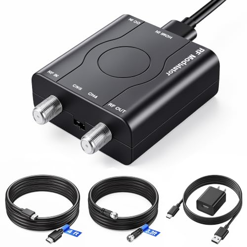 HDMI to RF Modulator with HDMI &amp; RG6 Coaxial Cable for Older TVs