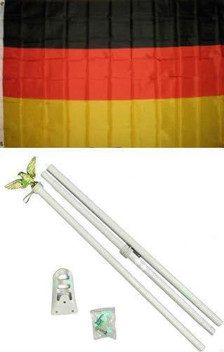 3x5 German Germany Flag White Pole Kit Set PREMIUM Vivid Color and UV Fade BEST Garden Outdor Decor Resistant Canvas Header and polyester material FLAG