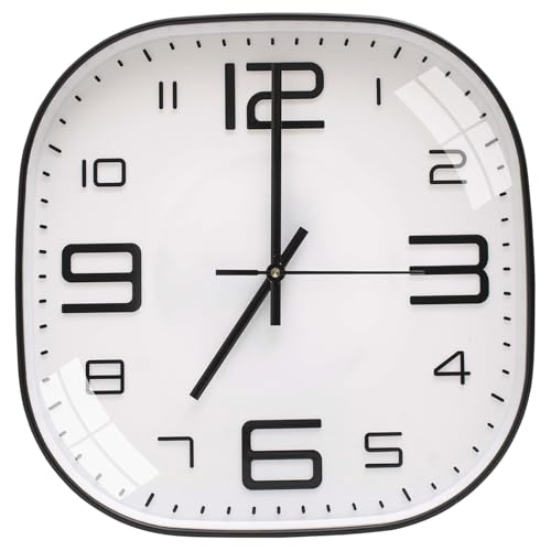 Image of TEKCOOL Plastic Analogue Wall Clock 12 inch Silent Quartz Decorative Wall Clock Non-Ticking Classic Clock Batery Operated Round Easy to Read for Room /Home /Kitchen /Bedroom /Office /Schol-White black:-