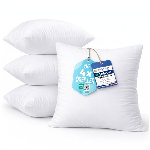 Flowen Coussin Canape 30x30 Lot de 4 Oreillers Decoratif Accessoires pour Sofa Decoration Aesthetic pour Salon et Exterieur Antiallergiques et Anti-Acariens avec Taie...