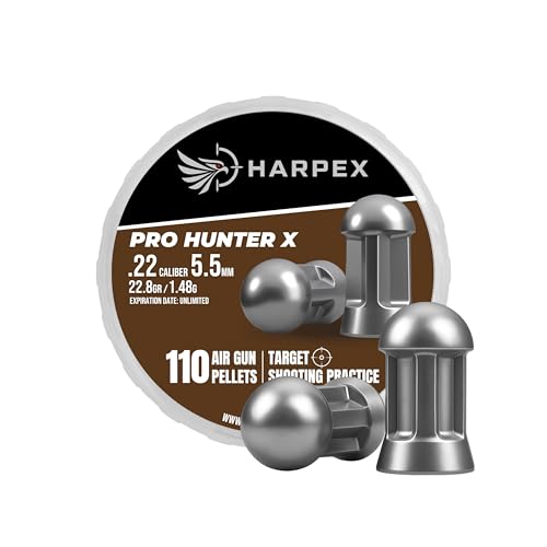 Harpex Pro Hunter X .22 Cal Airgun Pellets – 22.8 Grain Domed Design – Balanced Accuracy & Power – Premium Lead Pellets for Target Shooting, Training & Small Game – Reliable Consistency (110 Count)
