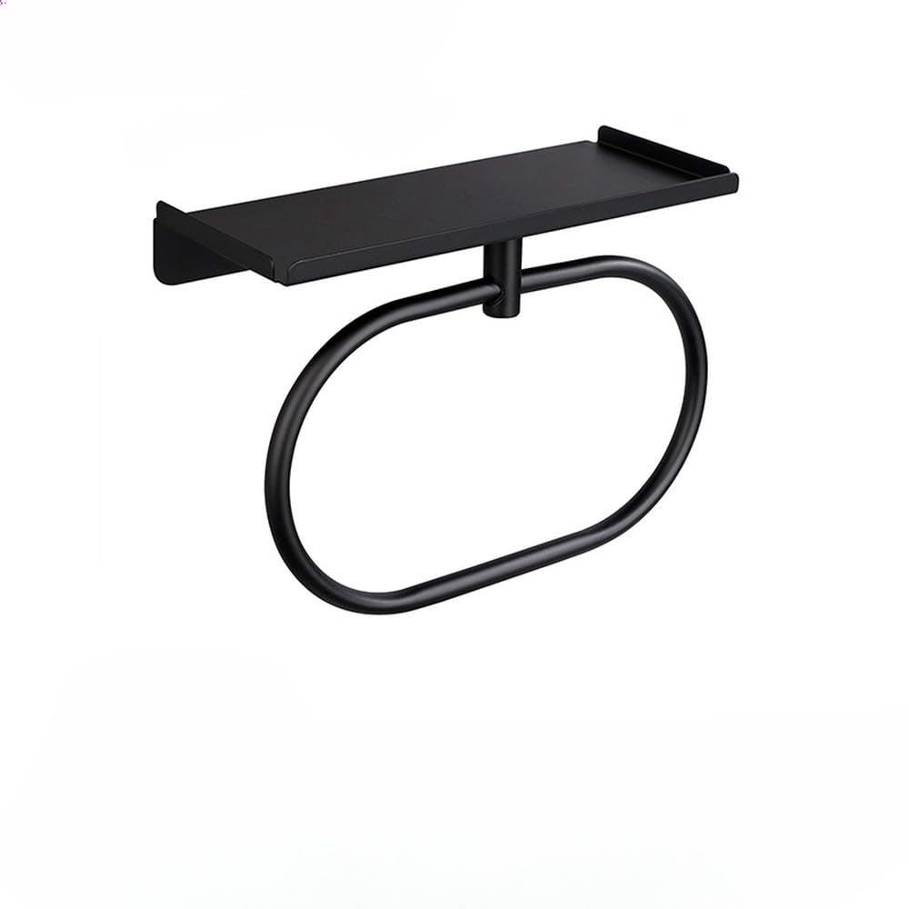 VVW&LIU 304 Stainless Steel Towel Ring No Piercing Towel Rack Bathroom Accessories Bathroom Towel Racks,Z Black2
