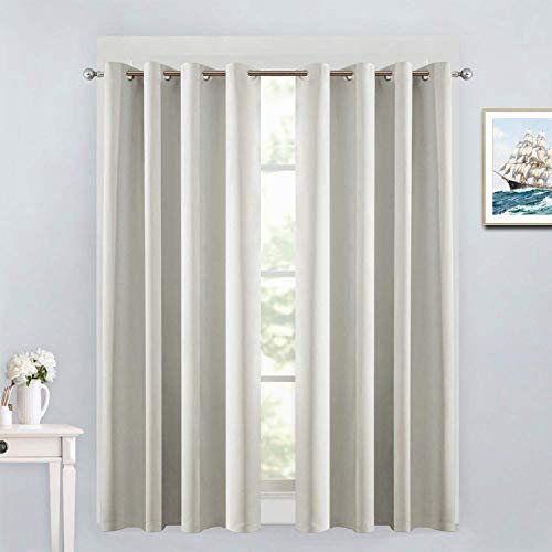 Yakamok Blackout Curtains Room Darkening Thermal Insulated Grommet top Window Curtains for Living Room, 52 x 54 Inch, Light Beige, 2 Panels