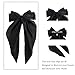 FYIMUYI Silky Satin Oversized Long-tail Bow Clip, Large Black Hair Bow for Women Girl, Hair Accessories with Long Tail, 1Pcs