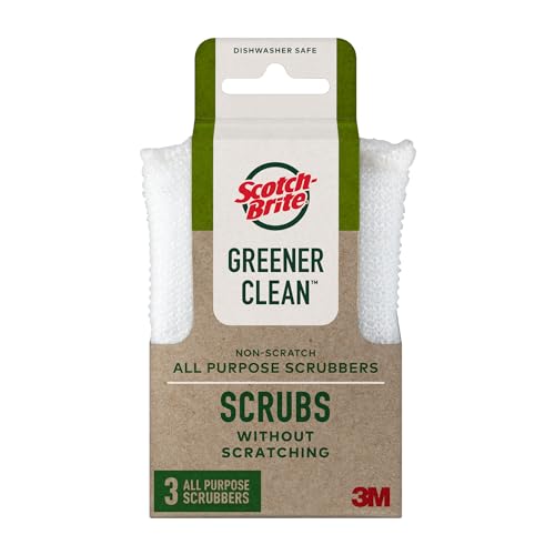 Image of Scotch-Brite Greener Clean Non Scratch Scrubber: 2.6 in. x 4.1 in. x 0.7 in. / 3-Pack (White)
