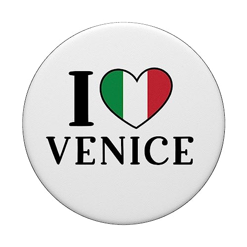 I Love Heart Venice Italy Proud Italian Flag PopSockets Swappable PopGrip, Black - Image 3