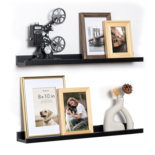 Fun Memories Picture Ledge Shelf, 24 Inch Floating Shelves Set of 2, Nursery Book Shelves for Toys...