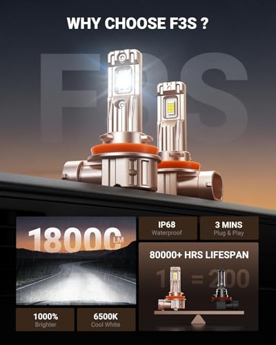Image of SEALIGHT H11 /H8 /H9 Fog Bulbs, 44000LM Bright White Fog Lights, 1:1 OEM Fit, IP68 Waterproof, Non-Polar Plug and Play Installation, Pack of 2