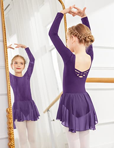Image of Arshiner Kids Girls Classic Long Sleeve Leotard Dance Ballet Dress