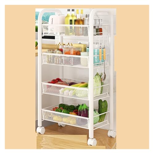 Carrito de almacenamiento para cocina de cuatro niveles con canastas y ruedas funcionales