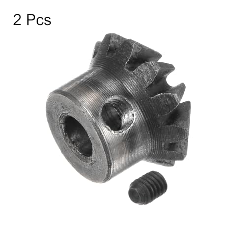 Image of HARFINGTON 2pcs Bevel Gear 1M 12 Teeth 6mm Shaft Hole 1:1 Tapered Bevel Pinion Gear 45# Steel 1.5 Module 90 Degree Steering Gear, for Hardware Mechanical Rotation