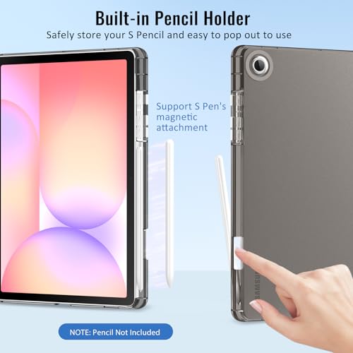 Image of MoKo Case for Samsung Galaxy Tab S10 Lite 10.9 Inch 2025 [SM-X400 /SM-X406B] with S Pen Holder, Slim Light Trifold Protective Cover with Hard PC Translucent Back Shell, Auto Wake /Sleep, Black