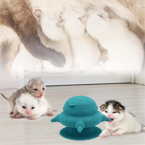 Aufzuchthilfe Welpen Katze Milchfutterstation mit 4 Nippel Welpenfutterstation Silikon Stillstation Selbstfütternd Futterspender Welpenmilch Katzenmilch Futterstation für Baby Haustier (Blau)