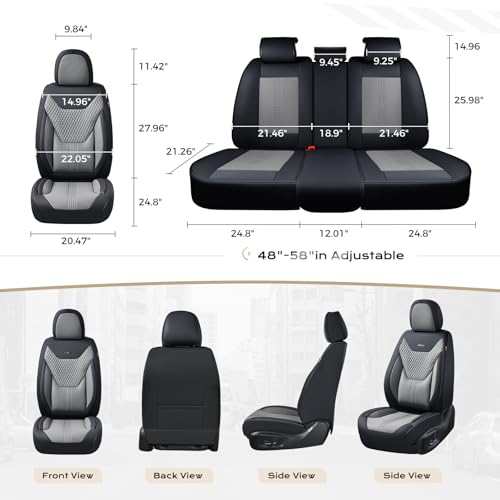 Image of Coverado Car Seat Covers with Lumbar Support, Front Covers for Cars, Universal Automotive Seat Cover, Waterproof, Leather Car Seat Cushion, Interior Seat Protectors for Most Cars