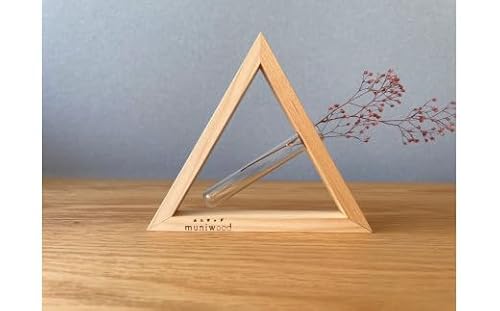 三角形の一輪挿し (メープル材) これ一つで壁掛け、置き型、上下斜めが全部楽しめる|無垢材 [0108]