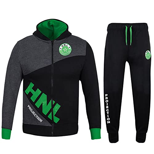 Survêtement HNL filles idéal pour le sport et l'école ensemble zippé vert lime