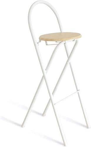 Taburetes de bar plegables, silla de bar de 29 pulgadas, taburete alto con alfombrilla de madera, silla de pub de metal, silla de bar para bar y