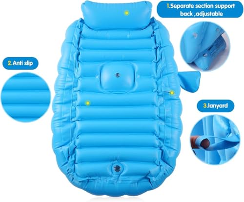 Image of OXSAM Baby Inflatable Bath Tub - Portable Baby Bathtub for Newborn to 5 Years, Non Slip Kids Bath Pool, Foldable Travel Bathtub for Baby, Toddler Bath Tub (Blue)