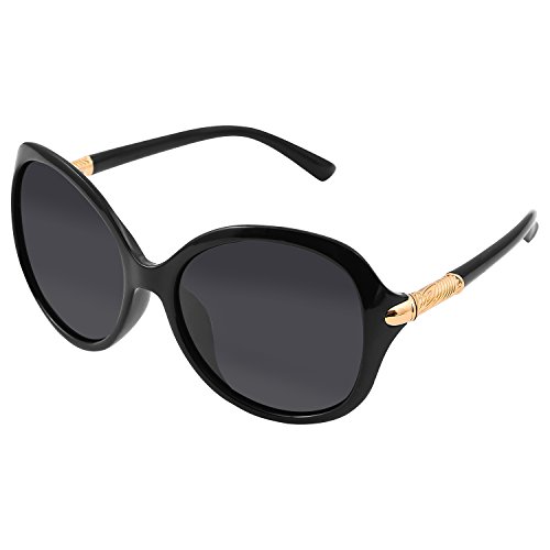 Super Big Circle Shades Ultralight Eyeglasses Smoke Dark Black Sunglasses Gold