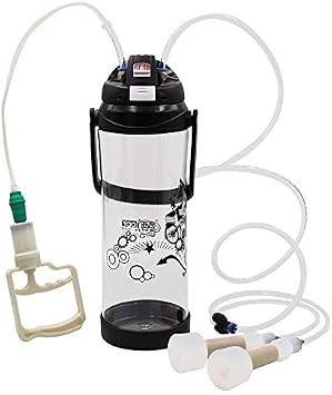 Portable Manual Milking Machine Double Head Milker for Sheep Goat Cow Milking Kit,Black
