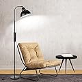 Feathmoo Black Floor Lamp, Metal Shade Floor Reading Lamp for Living Room, Modern Standing Lamps for Bedroom, Industrial LED Floor Lamp with Remote, 4 CCT Dimmable Stand Up Light Tall Sofa Lamp