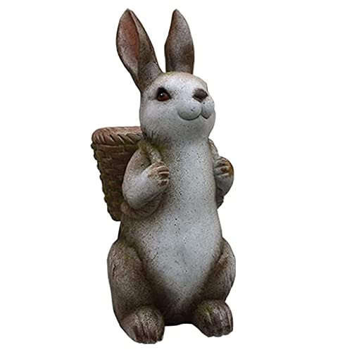 Statue de Bouddha avec pot de fleur de lapin en résine étanche pour décoration de cour extérieure