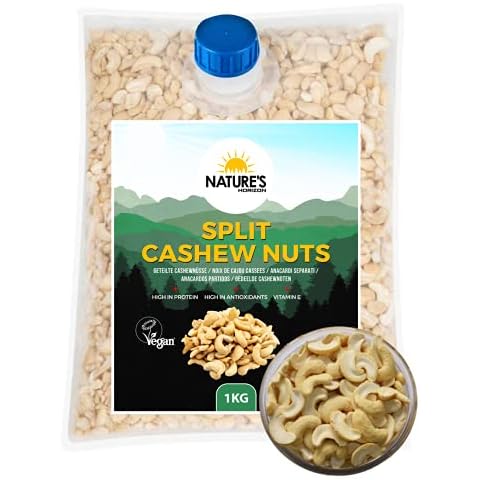 Cashew Nuts (Split) 1kg | Delicious Perfect for Topping Breakfast & Desserts | Healthy Snack | Naturally Gluten-Free | High in Protein | by Nature's Horizon® Cover
