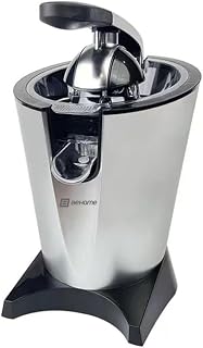 BEHOME Professional Electric Citrus Squeezer 2 Litre | Lever Juicer with Arm and Spout | 2 Stainless Cones for Orange and Lemon and Inner Filter, Black and Silver