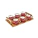 Karaca Red Coffee Cup Set for 6 People with Bamboo Tray 90ml