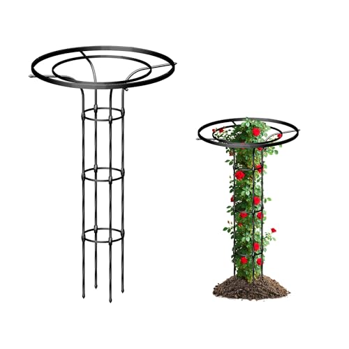 Caroeas Metal Umbrella Garden Trellis 1 Pc, 1.4M Trellis for Climbing Plants with 12mm Thickened Galvanized Steel Tubes, Rust-Resistant Plant Support Frame for Clematis Rose Jasmine