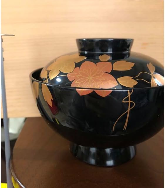 輪島塗 蓋付 椀 吸飲椀 波 鳥 金彩 蒔絵 松 黒 漆塗り 木箱付 輪島塗 蓋付 椀 吸飲椀 波 鳥 金彩 蒔絵 松 黒 漆塗り 木箱付 輪島塗