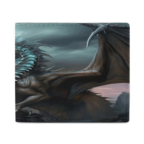 NHYDSPQ Portafogli da uomo, con stampa drago, portafoglio sottile da uomo, alla moda, con scomparti multipli per schede, stile, taglia unica, moderno