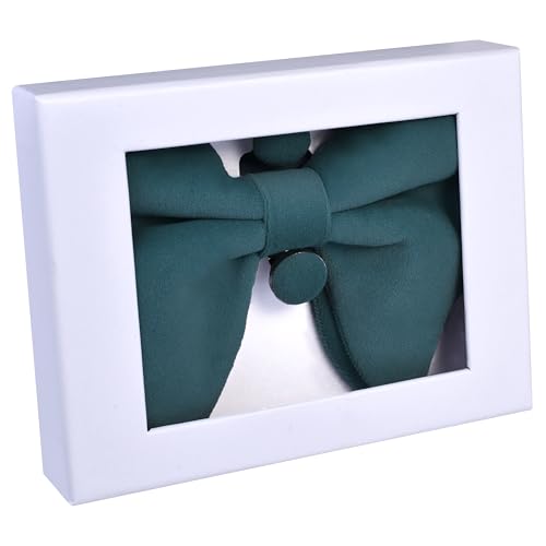 Image of GUSLESON Mens Solid Plaid Velvet Pre-tied Adjustable Bow Tie and Pocket Square Cufflink Set with Gift Box
